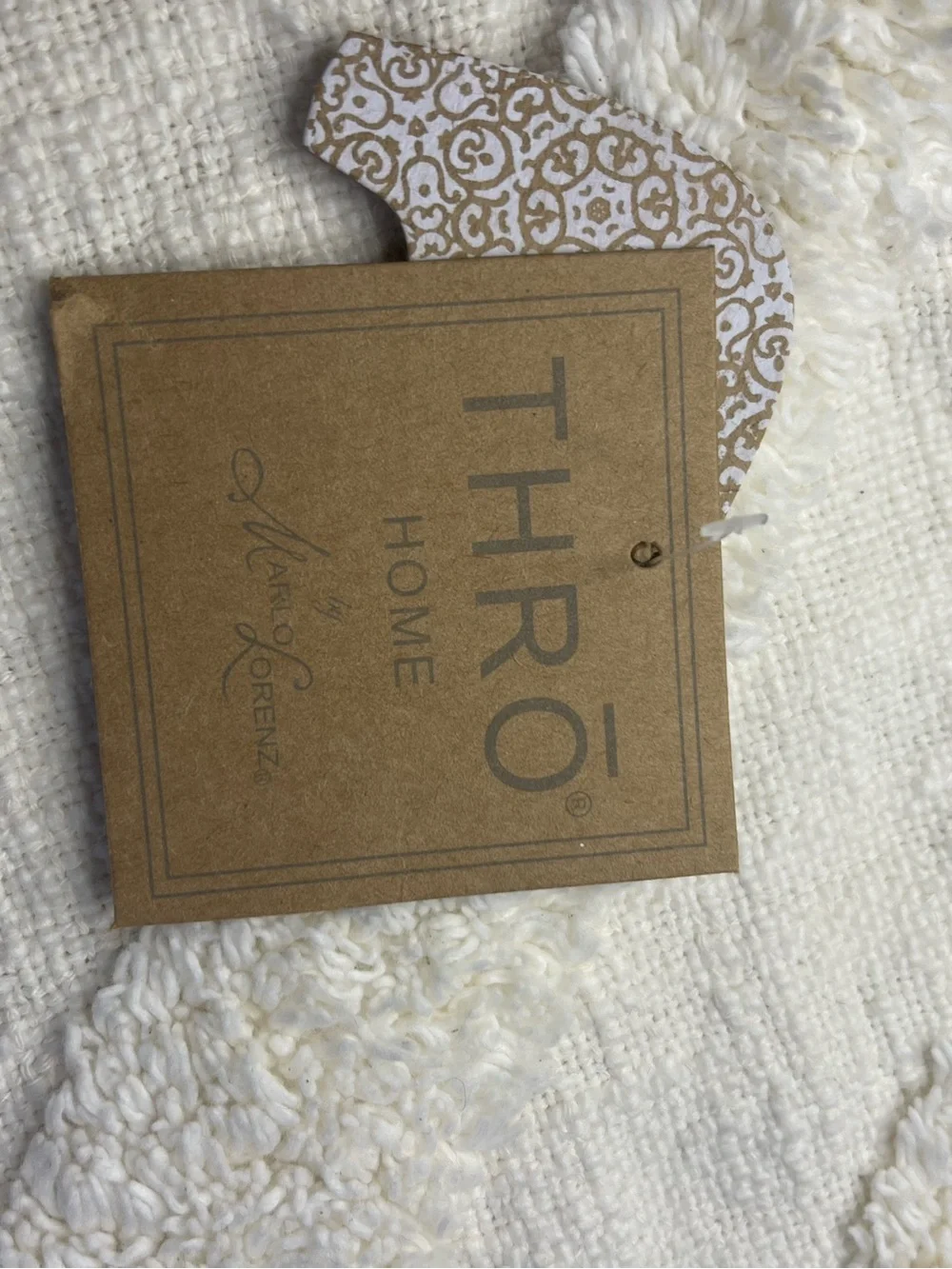 Thro home Marlo Lorenz 20x20” Ivory Terry Tufted Cotton Slub Fringe Pillow Cover